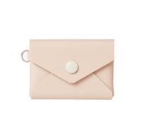 Thread Pocket Wallet - Compact Full Grain Leather Slim Wallet for Women - Small Wallet with Keychain D-Ring, Minimalist Wallet Holds 10 Cards, Off White, Casual