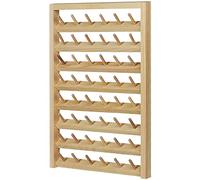 Thread Rack 48-Spool Wall-Mounted Sewing Thread Spool Holder with Hanging Hooks Wooden Organizer for Quilting Embroidery