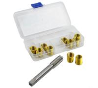 Thread Repair Kit M12x1.25 with M14x1.25 Tap - 10pcs Wire Insert Set for Stripped Threads Engine Cylinder for Head Auto Fixing Metal Case