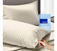 THREAD SPREAD 100% Cotton Pillowcases Standard/Queen Size Sets of 2-400 Thread Count Cotton Pillowcases, Ultra Soft Cooling Sateen Weave Pillow Cases for Sleeping, Set of 2 Pillow Covers (Ivory)