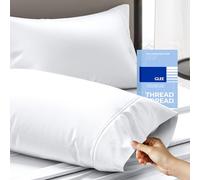 THREAD SPREAD 100% Cotton Pillowcases Standard/Queen Size Sets of 2-400 Thread Count White Cotton Pillowcases, Ultra Soft Cooling Sateen Weave Pillow Cases for Sleeping, Sets of 2 Pillow Covers