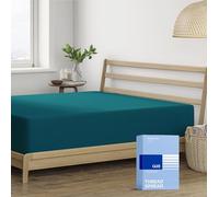 Thread Spread 100% Cotton Queen Fitted Sheet Only - 400 Series Glee Collection Cotton Fitted Sheet Queen, Soft, Durable, Cooling 16" Deep Pocket Sateen Bottom, Luxury Hotel Quality - Teal