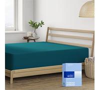 Thread Spread 100% Cotton Queen Fitted Sheet Only - 400 Thread Count Cotton Fitted Sheet Queen, Luxuriously Soft, Durable, Cooling 16" Deep Pocket Sateen Weave Bottom, Luxury Hotel Quality - Teal