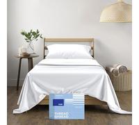 THREAD SPREAD 100% Cotton Twin Sheets for Twin Size Bed - 400 Thread Count 3 Piece Cotton Sheet Set - Ultra Soft, Breathable Cooling Sheet Sets - Deep Pocket Twin Bed Sheets - Sateen Bedsheet (White)