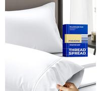 Thread Spread 100% Egyptian Cotton 1000 Thread Count Ultra Soft Pillow Case Set - Durable and Silky Soft (Queen Size Pillowcase) (White)