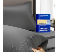 THREAD SPREAD 100% Egyptian Cotton Pillow Cases - 1000 Thread Count Pillow Cases Queen/Standard Size Set of 2, Soft, Breathable Extra Long Staple Sateen Weave Cotton Pillow Cover for Bed - Dark Grey