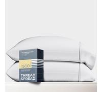 Thread Spread 100% Egyptian Cotton Pillow Cases King Size Set of 2 - Luxury 1500 Thread Count Sateen White Pillow Covers, Soft & Breathable 5 Star Hotel-Quality Pillowcases, Fits King Size Pillows