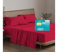 THREAD SPREAD 100% Egyptian Cotton Sheets California King Size - 800 Thread Count 4 PC Luxury Cal King Sheets, 16" Deep Pocket Hotel Sheets, Sateen Weave, Extra Soft Cooling Bed Sheets - Red