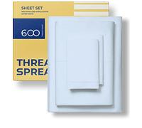 THREAD SPREAD 600-Thread-Count 100% Cotton Sheets - Queen Size Luxury Hotel Egyptian Cotton Quality Bed Sheets, Sateen Weave, Deep Pocket Fitted 4 Pc Bedding Set (Queen, Light Blue)