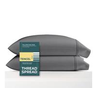 THREAD SPREAD Cooling 100% Tencel Lyocell Pillowcases Set of 2 - Cool Breathable Extra Soft Pillow Cases - Lyocell Pillow Cover - Natural Silky Material, Moisture Wicking (Dark Grey, Queen Pillow)