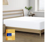 THREAD SPREAD King Size Fitted Sheet Only - 100% Egyptian Cotton 600 Thread Count Deep Pocket White King Fitted Sheet Cotton Fitted Sheet King Size