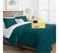 THREAD SPREAD Oversized King Duvet Cover, 600 Series Bliss Collection 3Pc Egyptian Cotton Duvet Cover Set, 100% Pure Cotton Comforter Cover, 2 Pillow Shams, Zipper Closure, 7 Corner Ties (Teal)