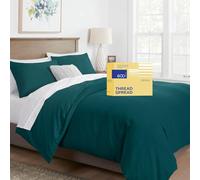 THREAD SPREAD Oversized King Duvet Cover, 600 Thread Count Sateen 3Pc Egyptian Cotton Duvet Cover Set, 100% Pure Cotton Comforter Cover, 2 Pillow Shams, Zipper Closure, 7 Corner Ties - (Teal)