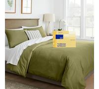 THREAD SPREAD Queen/Full Duvet Cover, 600 Series Bliss Collection Sateen 3Pc Egyptian Cotton Duvet Cover Set, 100% Pure Cotton, 2 Pillow Shams, Zipper Closure, 7 Corner Ties (Sage Green)