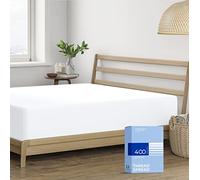 THREAD SPREAD Twin XL Fitted Sheet Only - 100% Cotton 400 Thread Count 16" Deep Pocket White Fitted Sheet Twin XL Size, Soft Cooling Sateen Weave Elastic Bottom Sheet, Fit College Dorm Mattress