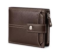 Thread & Stitch Genuine Leather Wallet for Men - Bifold, RFID Blocking, 10 Card Slots, Coin Pocket, ID Window, 2 Banknote Compartments - Gift Box Included (Brown)