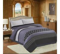 THREAD & TAILOR Single Duvet Cover Set - 3 Piece Bedding Set with Fitted Sheet & 1 Pillowcase - GEOX BLACK - Soft Microfibre