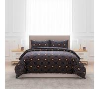 THREAD & TAILOR Single Duvet Cover Set - 3 Piece Bedding Set with Fitted Sheet & 1 Pillowcase - KAYA BLACK- Soft Microfibre