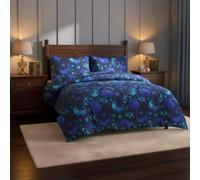 THREAD & TAILOR Single Duvet Cover Set - 3 Piece Bedding Set with Fitted Sheet & 1 Pillowcase - MIDNIGHT MOON- Soft Microfibre