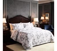 THREAD & TAILOR Single Duvet Cover Set - 3 Piece Bedding Set with Fitted Sheet & 1 Pillowcase - STONE WHITE - Soft Microfibre