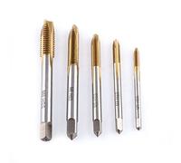 Thread Tap 5pcs/set Titanium Coated HSS Thread Screw Tap Kit Metric Screw Taps Tapping Bit M3 M4 M5 M6 M8 Forward Chip Ejection for Thread Repair