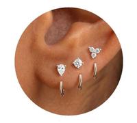 Thread-Through Earrings with an Open Curved Half-Hoop | Arrange Each Piece by Piercing Position, Adjust the Wearing Order, Build a Coordinated Three-Point Ear Look