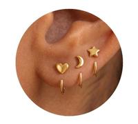 Thread-Through Earrings with an Open Curved Half-Hoop | Arrange Each Piece by Piercing Position, Adjust the Wearing Order, Build a Coordinated Three-Point Ear Look