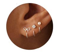 Thread-Through Earrings with an Open Curved Half-Hoop | Arrange Each Piece by Piercing Position, Adjust the Wearing Order, Build a Coordinated Three-Point Ear Look