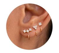 Thread-Through Earrings with an Open Curved Half-Hoop | Arrange Each Piece by Piercing Position, Adjust the Wearing Order, Build a Coordinated Three-Point Ear Look