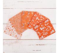 Threadart Exclusive 5 Fat Quarter Bundles - Orange Vintage Prints 100% Cotton Fabric - Premium 100% Cotton Quilting Fabric - No Duplicates - Full Size Fat Quarters 18"x21" - Orange