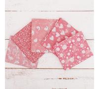 Threadart Exclusive 5 Fat Quarter Bundles - Pink Vintage Prints 100% Cotton Fabric - Premium 100% Cotton Quilting Fabric - No Duplicates - Full Size Fat Quarters 18"x21" - Pink