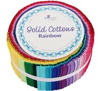 ThreadArt Jelly Roll Fabric Strips for Quilting, Crafting, and Sewing, 40 Precut Fabric Strips in Rainbow Solids, Premium Cotton for Quilts, Crafts, Rugs, Blankets, Clothing and More