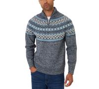 Threadbare 'Avalanche' Mens Christmas Scandi Festive Fairisle Sweater Knitted High Neck Holiday Xmas Jumper, Navy Twist, XXL