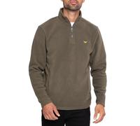 Threadbare 'Blade' Men's Quarter Zip Outdoors Pullover Fleece Sweatshirt, Khaki, M