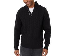 Threadbare 'Cranmere' Mens Mock Neck Funnel Neck Sweater Top Cable Knit Jumper, Black, XL