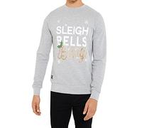 Threadbare Crew Neck Sleigh Bells Bling Christmas Sweatshirt Jumper Grey