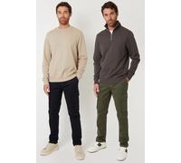 Threadbare Men's 2-Pack 'Novak' Cotton Cargo Style Trousers With Stretch in Black | Size: Large Threadbare Black L