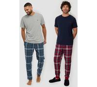 Threadbare Men's 2-Pack Short Sleeve Top & Check Pants Pyjama Sets | Size: 2XL Threadbare Multicolor 2XL
