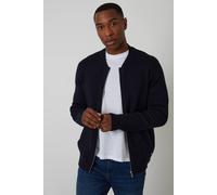 Threadbare Men's Bomber-Style Knitted Zip Through Cardigan in Navy | Size: 2XL Threadbare Navy 2XL