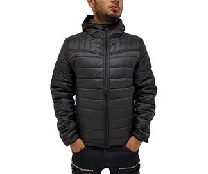 Threadbare Mens Boys Terier Puffer Quilted Padded Hooded Lightweight Jacket (L, Black)