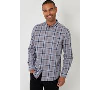 Threadbare Men's Brushed Flannel Check Long Sleeve Shirt in Grey | Size: Small Threadbare Grey S