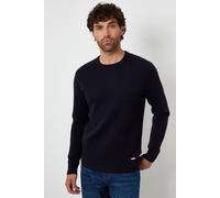 Threadbare Men's Cable Knit Rib Crew Neck Jumper in Navy | Size: Large Threadbare Navy L