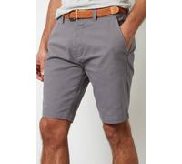 Threadbare Men's 'Conta' Cotton Turn-Up Chino Shorts with Woven Belt in Mid Grey | Size: 32R Threadbare Mid Grey 32R