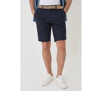 Threadbare Men's 'Conta' Cotton Turn-Up Chino Shorts with Woven Belt in Navy | Size: 38R Threadbare Navy 38R