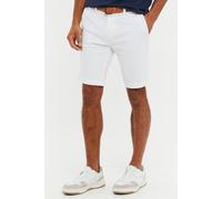 Threadbare Men's 'Conta' Cotton Turn-Up Chino Shorts with Woven Belt in White | Size: 36R Threadbare White 36R
