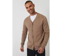 Threadbare Men's Cotton Blend Knitted Cardigan in Taupe | Size: XL Threadbare Taupe XL