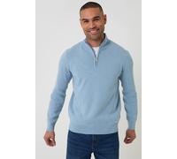 Threadbare Men's Cotton Blend Knitted Quarter Zip Jumper in Light Blue | Size: Large Threadbare Light Blue L