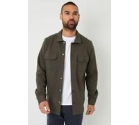 Threadbare Men's Cotton Blend Popper Fastening Pique Shacket in Khaki | Size: Medium Threadbare Khaki M