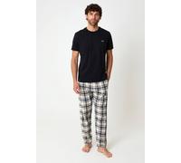 Threadbare Men's Cotton Blend Short Sleeve Check Pyjama Set in Black | Size: 2XL Threadbare Black 2XL