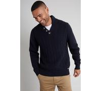 Threadbare Men's 'Cranmere' Button Up Funnel Neck Jumper in Navy | Size: Large Threadbare Navy L